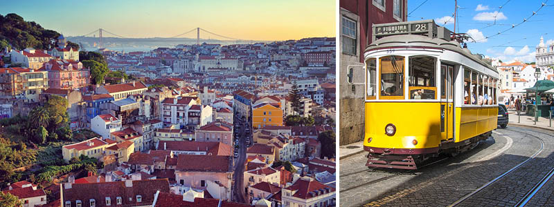 Lissabons fine facader og farvestrålende sporvogne